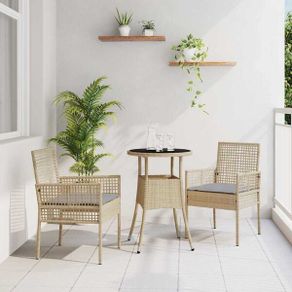 Garden Dining Set 3 pcs Grey Poly rattan