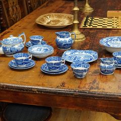 Antique Copeland Spode Blue Italian 22-Piece Tea & Breakfast Service