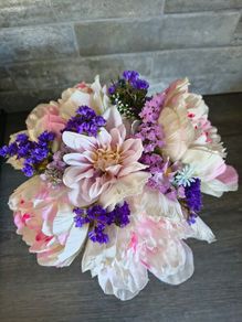 Artificial flower arrangement ceramic pot