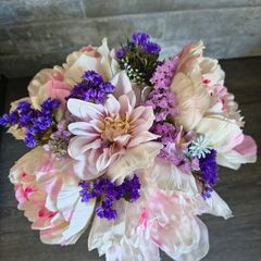 Artificial flower arrangement ceramic pot