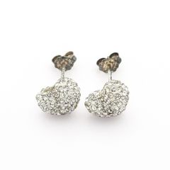 Sterling Silver CZ Heart Stud Earrings