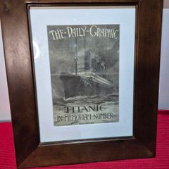 Framed Titanic Memoriam Newspaper Print Solid Birch Frame 43.5x53.5cm