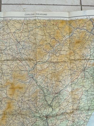 Vintage 1970's Ordnance survey of Ireland map of Carlow and Wexford, map no.19