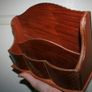 Vintage Letter Holder Handmade Wooden Paper Rack with Moorish Brass Inlays Office Desk Organiser 10,4" x 4" H-7" Image 4