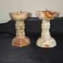 1980's Onyx and Brass Italian Candlesticks Image 2