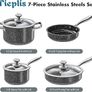 Stainless Steel Pots and Pans Set, 7-Piece Induction Hob Pan Set, Kitchen Cookware Set Cooking Set with Frying Pan Saucepan & Stockpot, Nonstick Black Granite Coating, PFOS & PFOA Free Image 2