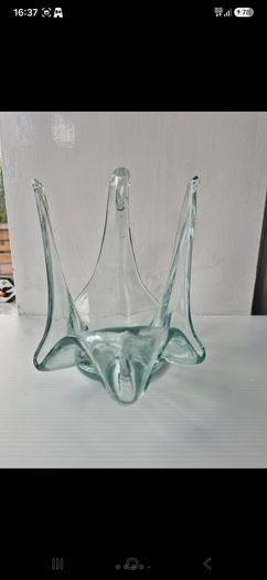 Vintage Hand Blown Art Glass Swan Basket | Rare Phantom Base Detail