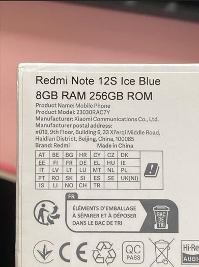 Redmi/Xiaomi Note 12S Ice Blue 8/256GB