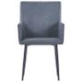 Dining Chairs with Armrests 4 pcs Grey Faux Suede Leather Image 3
