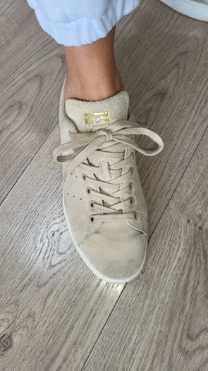 ADIDAS Unisex Stan Smith beige suede Sz 6UK (Fit 6.5 Women)