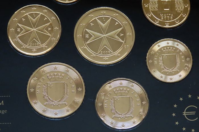 Malta 2008 euro coins set 24k Gold plated & Rhodium gilt Maltese medal limited edition