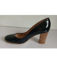 Xaira Black Patent Leather Court Shoes EU34 UK1 Block Heel Made in Spain BNIB  CAN POST