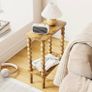 Wooden Side Table, Narrow Nightstand with Open Wood Shelf, Bedside Table for Small Spaces, Bedroom, Living Room, Accent End Table with Solid Wood Legs Rustic Brown Image 3