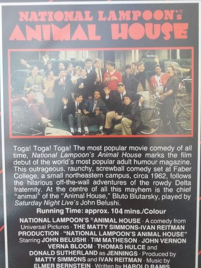 National Lampoon's Animal House CIC Video 1979 Certificate 15