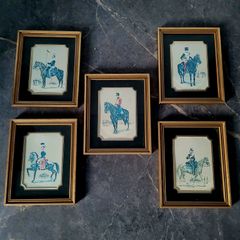 19th C framed military prints x 5