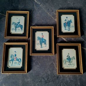 19th C framed military prints x 5