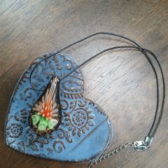 Flower Glass Pendant Necklace