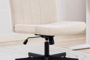 Criss Cross Wide Leg Office Chair with Casters, Comfortable Fabric Dressing Table Chair for Home Office, Armless Swivel Work Chair with 90 Tilt