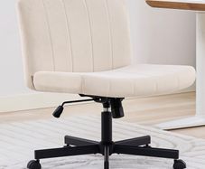 Criss Cross Wide Leg Office Chair with Casters, Comfortable Fabric Dressing Table Chair for Home Office, Armless Swivel Work Chair with 90 Tilt