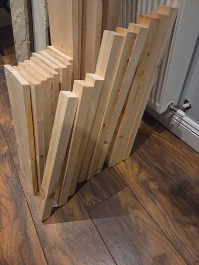 Bundle of pine timber for DIY projects
