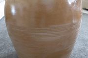 Antique French stoneware glazed pot with lid 40L