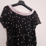 Jacques Vert Black Dusty Pink Polka Dots Tiered Layered Chiffon Flutter Sleeve Midi Dress 14UK/42EU Image 8