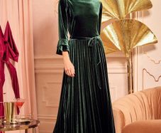 Love & Roses Green Velvet Flute Sleeve Midi Dress (Size UK 10) BRAND NEW, STILL WITH TAGS
