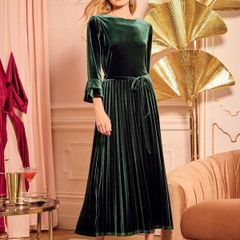 Love & Roses Green Velvet Flute Sleeve Midi Dress (Size UK 10) BRAND NEW, STILL WITH TAGS