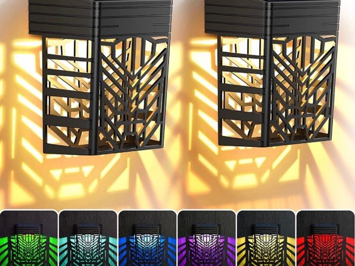 Solar Fence Lights, 6 Pack Garden Solar Fence Lights with Warm White and Multi-Colour Changing Modes