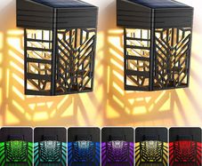 Solar Fence Lights, 6 Pack Garden Solar Fence Lights with Warm White and Multi-Colour Changing Modes