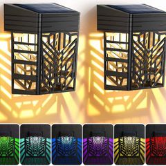 Solar Fence Lights, 6 Pack Garden Solar Fence Lights with Warm White and Multi-Colour Changing Modes