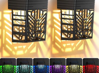Solar Fence Lights, 6 Pack Garden Solar Fence Lights with Warm White and Multi-Colour Changing Modes