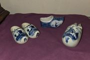 4 Delft Blue ceramic Clogs