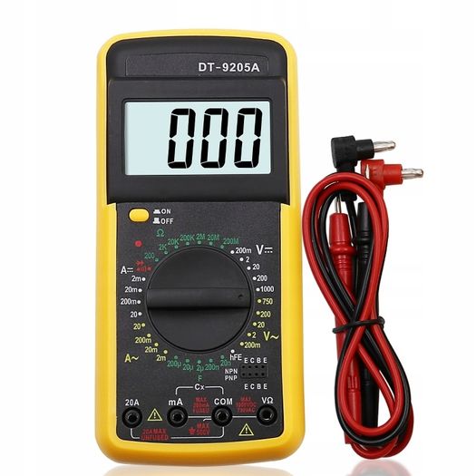 New Large LCD Digital Electric Multimeter 9205A + 9V Battery + Cables #360