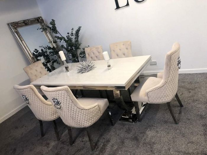 Marble Kitchen Dining Table With 6 Chairs