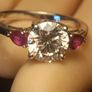Moissanite Solitaire Ring with Natural Ruby Accents Image 6