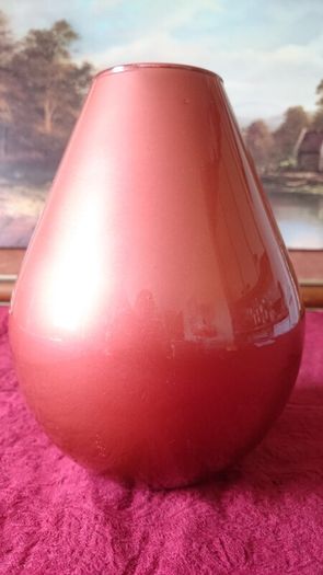 9 Inches Tall Orange Glass Vase Made In Spain