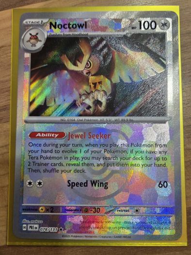 Pokemon Prismatic Evolutions Noctowl #078 Masterball