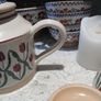 nicholas mosse red tulip teapot and 2 small bowls Image 6