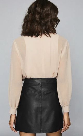REISS Sandrine High neck semi sheer long sleeve top Sz M (Fit 10-12 UK) Bnwt Rrp 115
