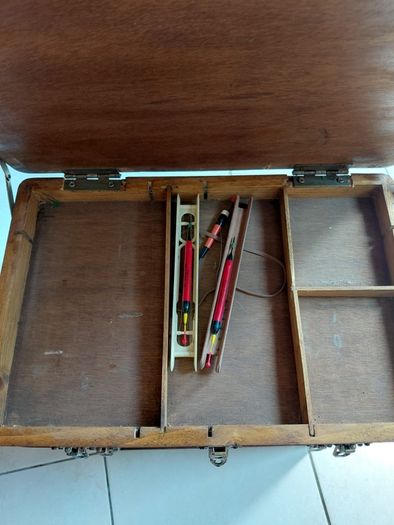 Vintage fishing box with some accessories inside