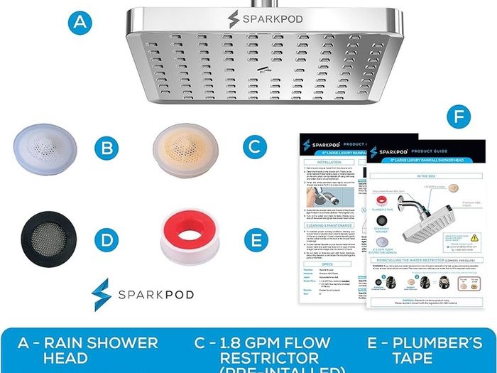 NEW SALE | Fixed Shower Head - High Pressure Rain - Luxury Modern Look - Easy No-Tool Installation - Perfect Adjustable Replacement for Your Bathroom Shower Heads (15 cm Square, Luxury Polished Chrome)