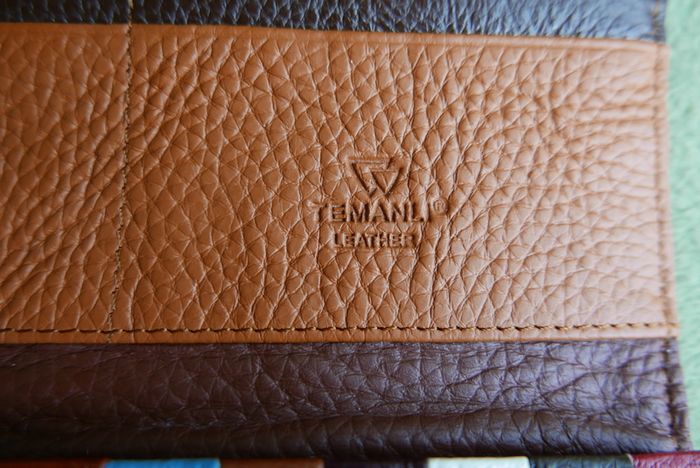 Vintage TEMANLI PATCHWORK WALLET - Ladies Genuine Leather Tri-Fold Wallet - Multi-Color Patchwork - By Temanli