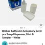 x4 Bundle - Brand New Wickes Accessory Set - Soap Dispenser, Soap Dish, Tumbler - Colour - White - RRP - 12.99 & Brand New Croydex White Adjustable Riser Rail With Fixtures To Hold A Shower Set Image 3