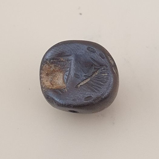Antique Hematite Intaglio Carved Amulet Bead