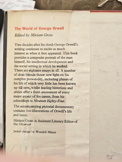 The World Of George Orwell. Edited By Miriam Gross. First Edition Large Volume Hardback With Dustjacket In Fair Condition. See Photos For Same.