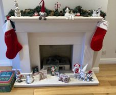 Cream Marble Fireplace Surround & Matching Hearth