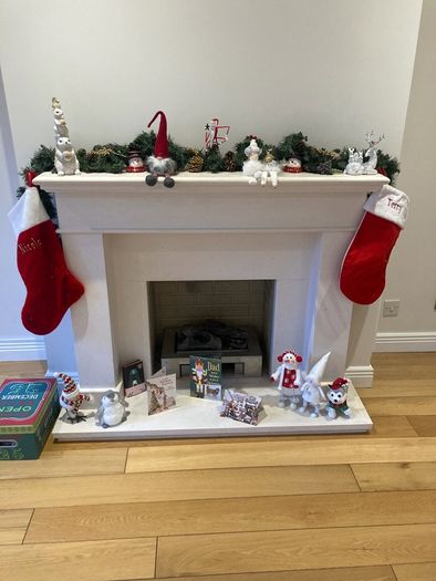 Cream Marble Fireplace Surround & Matching Hearth