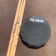 Vic Firth Double-Sided Drum Practice Pad + Drumsticks