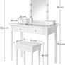 _dressing table, dressing table set, padded stool and 10 dimmable light bulbs, 2 large and 2 small drawers, transparent table top made of tempered glass, gift idea, white Image 4